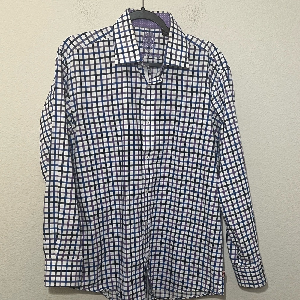 English Laundry Men’s Check Dress Shirt Flip Cuff Sz 16.5 34/35 work office